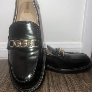 Black Loafers with Gold Accent